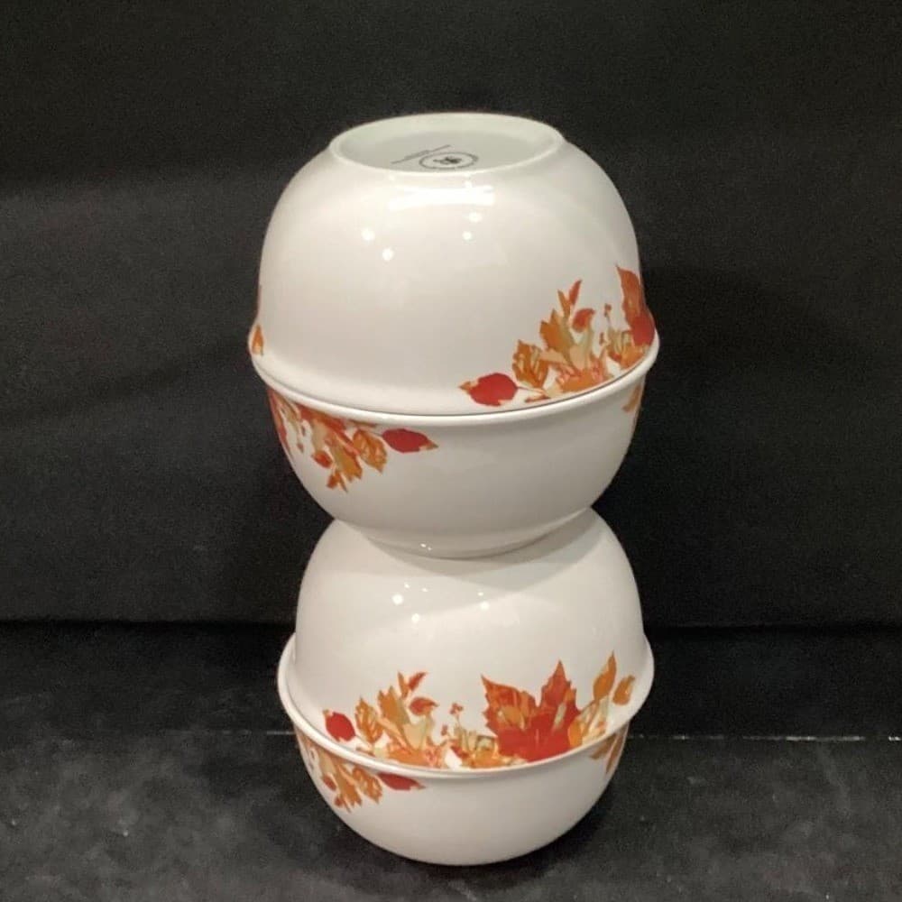 Royal Norfolk Autumn Leaves Cereal Bowls, Set of 4, Vintage Fall Dinnerware - Thumbnail 7