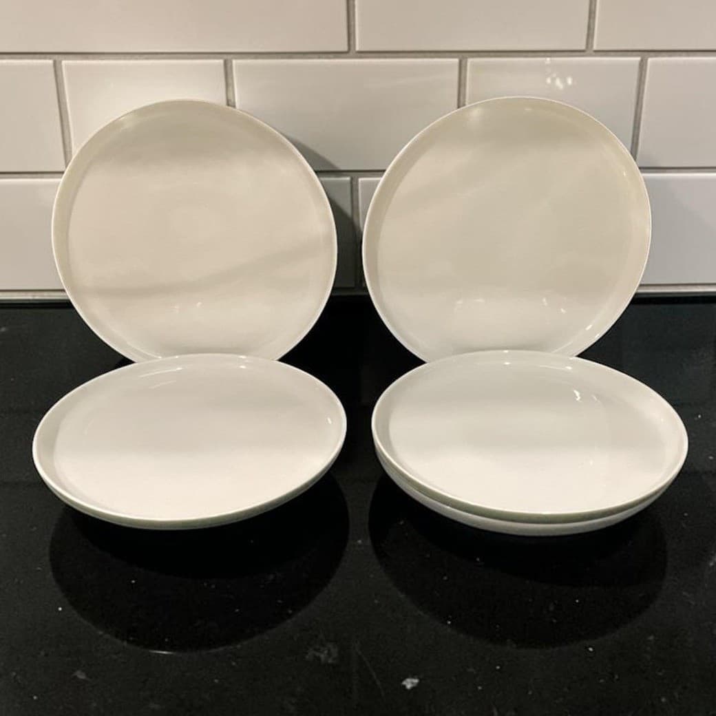 Dowan Cream Dinner Plates, Set of 4, Green Underside, Replacement Dinnerware