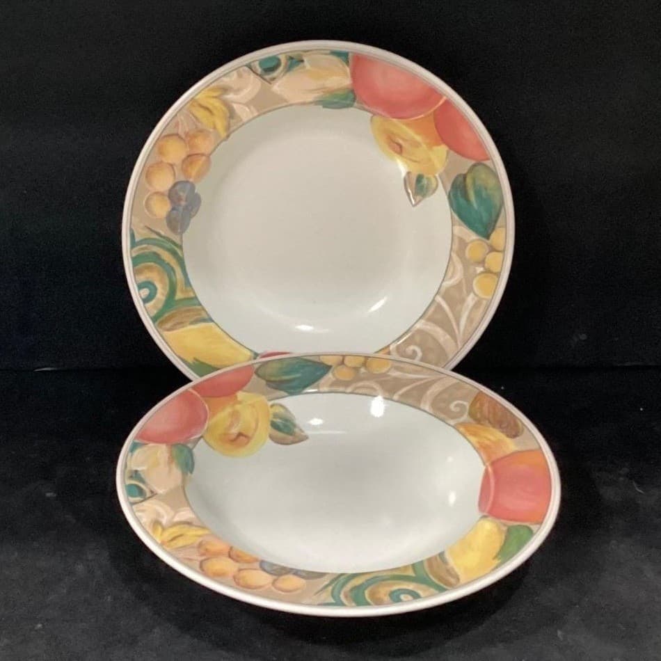 Mikasa Heritage Orchard Odyssey Cereal Bowls, Set of 2, Vtg Stoneware Dinnerware - Thumbnail 2