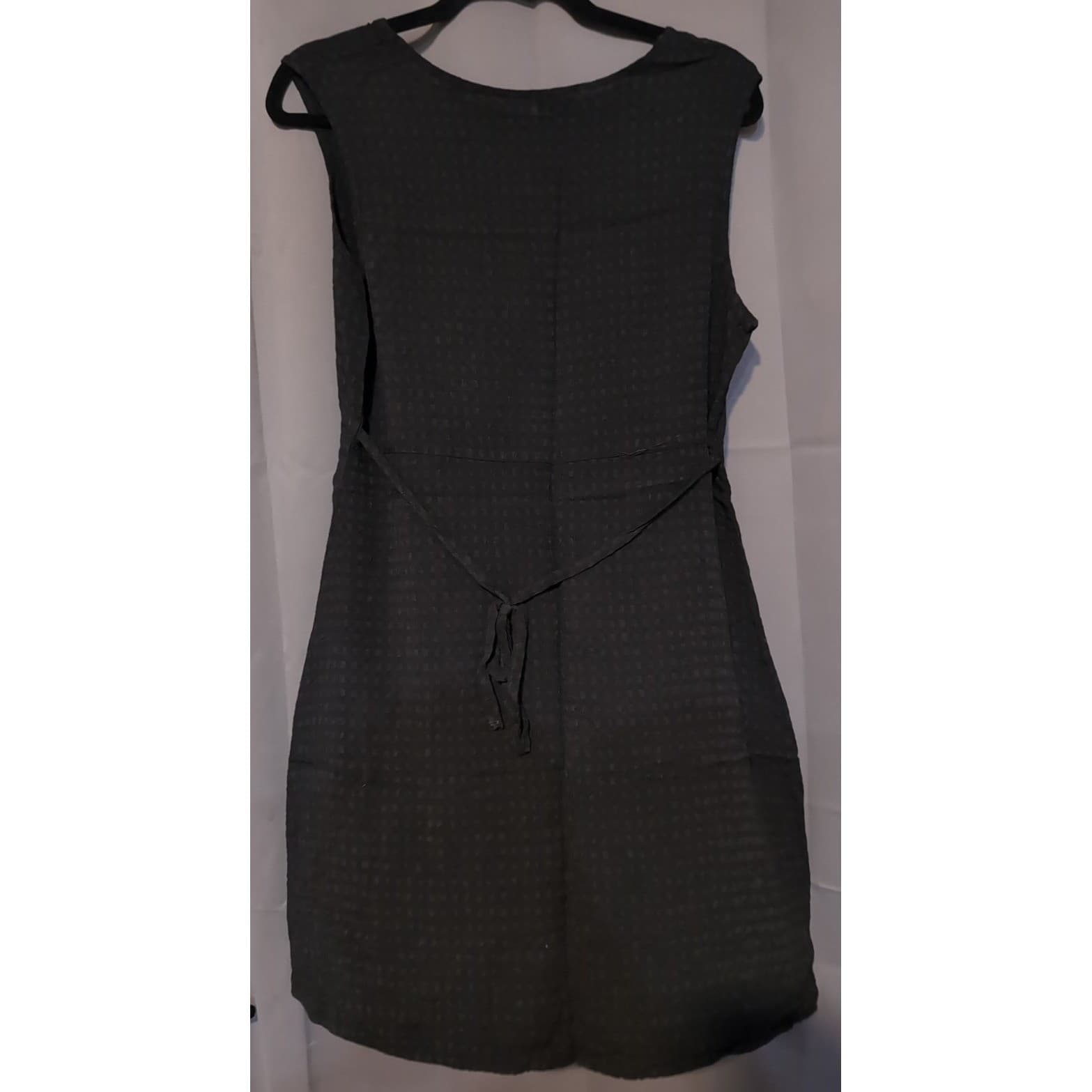 Honors Black Textured Check Sleeveless Tie Back Shift Dress, Women's Large, VTG - Thumbnail 4