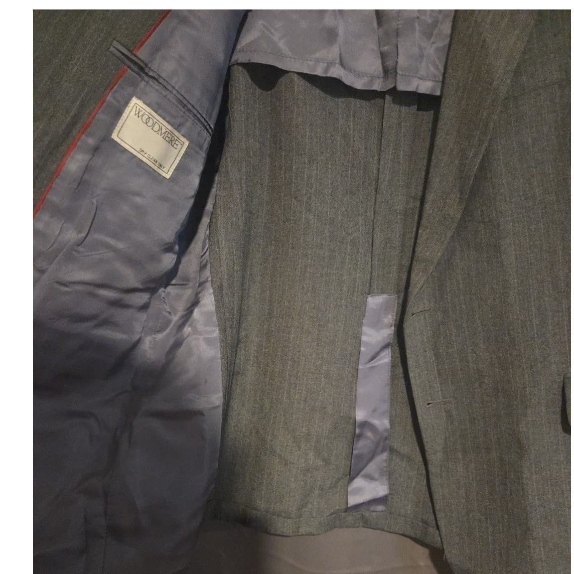 Woodmere Charcoal Gray Pinstripe Blazer, Men's 44R Two Button Wool Blend Jacket - Thumbnail 9