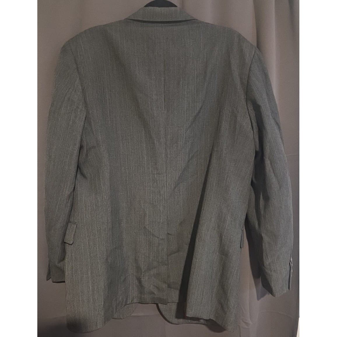 Woodmere Charcoal Gray Pinstripe Blazer, Men's 44R Two Button Wool Blend Jacket - Thumbnail 4