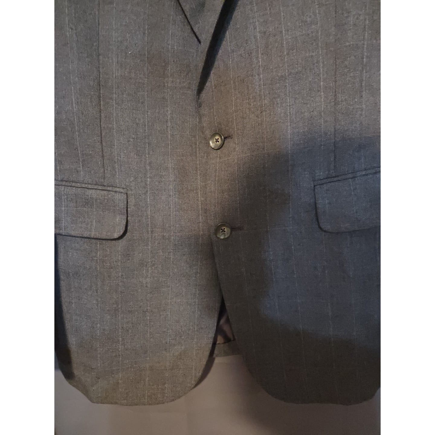 Kingsridge Grey Pinstripe Blazer, Men's 42E Two Button Suit Jacket, Made in USA - Thumbnail 7