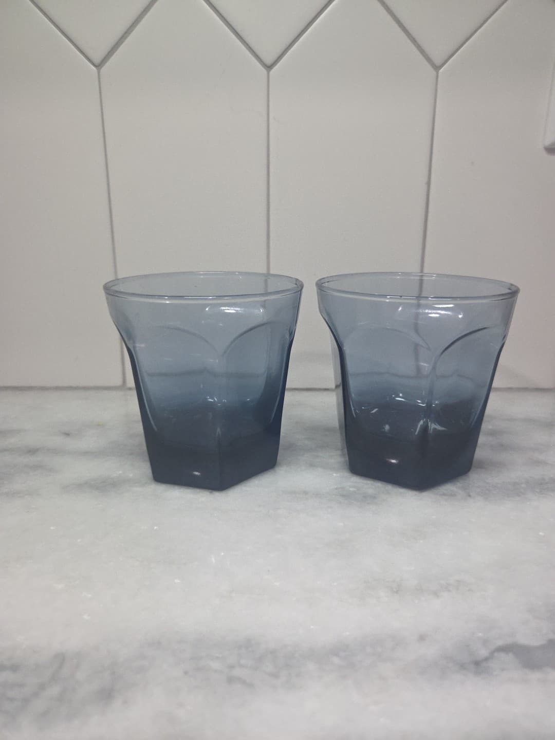 Anchor Hocking Courtney Dark Blue Rocks Glasses, Set of 2 Juice Glasses, Vintage - Thumbnail 4