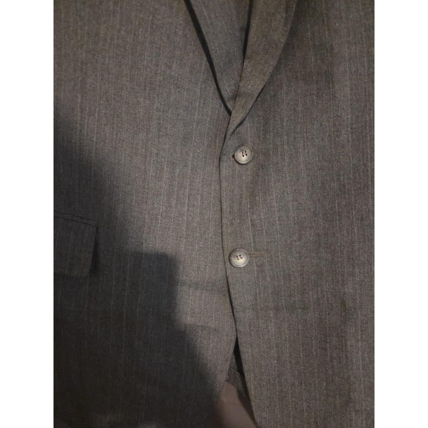 Woodmere Charcoal Gray Pinstripe Blazer, Men's 44R Two Button Wool Blend Jacket - Thumbnail 7
