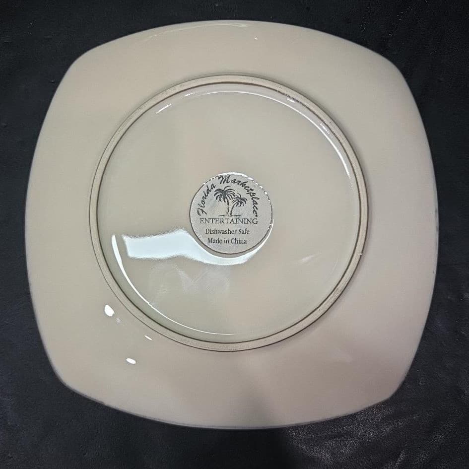 Florida Marketplace Bamboo Design Salad Plates, Set of 2, Vintage Stoneware - Thumbnail 4