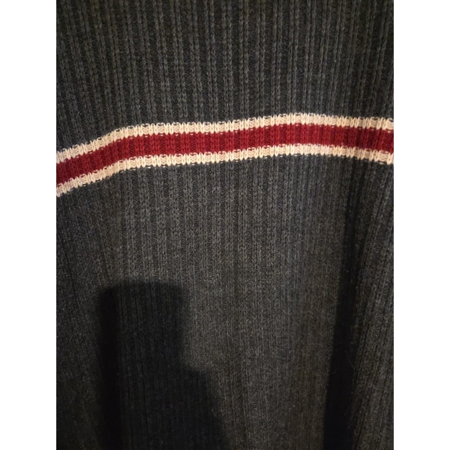 Adirondack Trading Company Charcoal Gray Stripd V-Neck Ribbed Sweater, Men's XL - Thumbnail 7