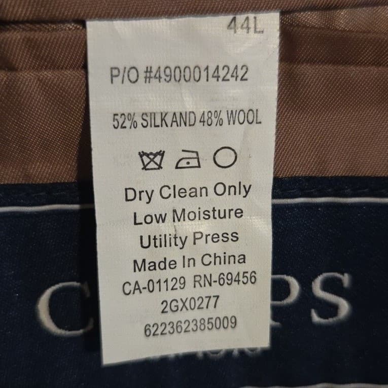 Chaps Silk Wool Blend Houndstooth Brown Tan Sport Coat, Men's 44L Blazer 2GX0277 - Thumbnail 10