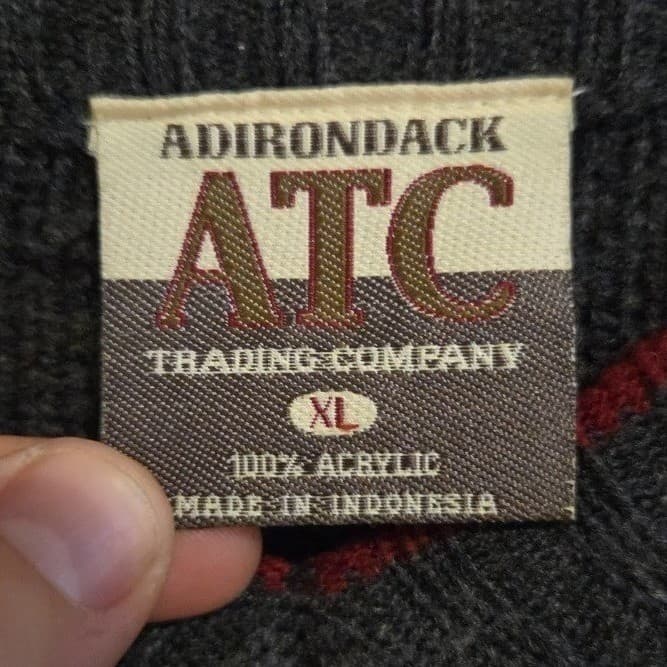 Adirondack Trading Company Charcoal Gray Stripd V-Neck Ribbed Sweater, Men's XL - Thumbnail 5
