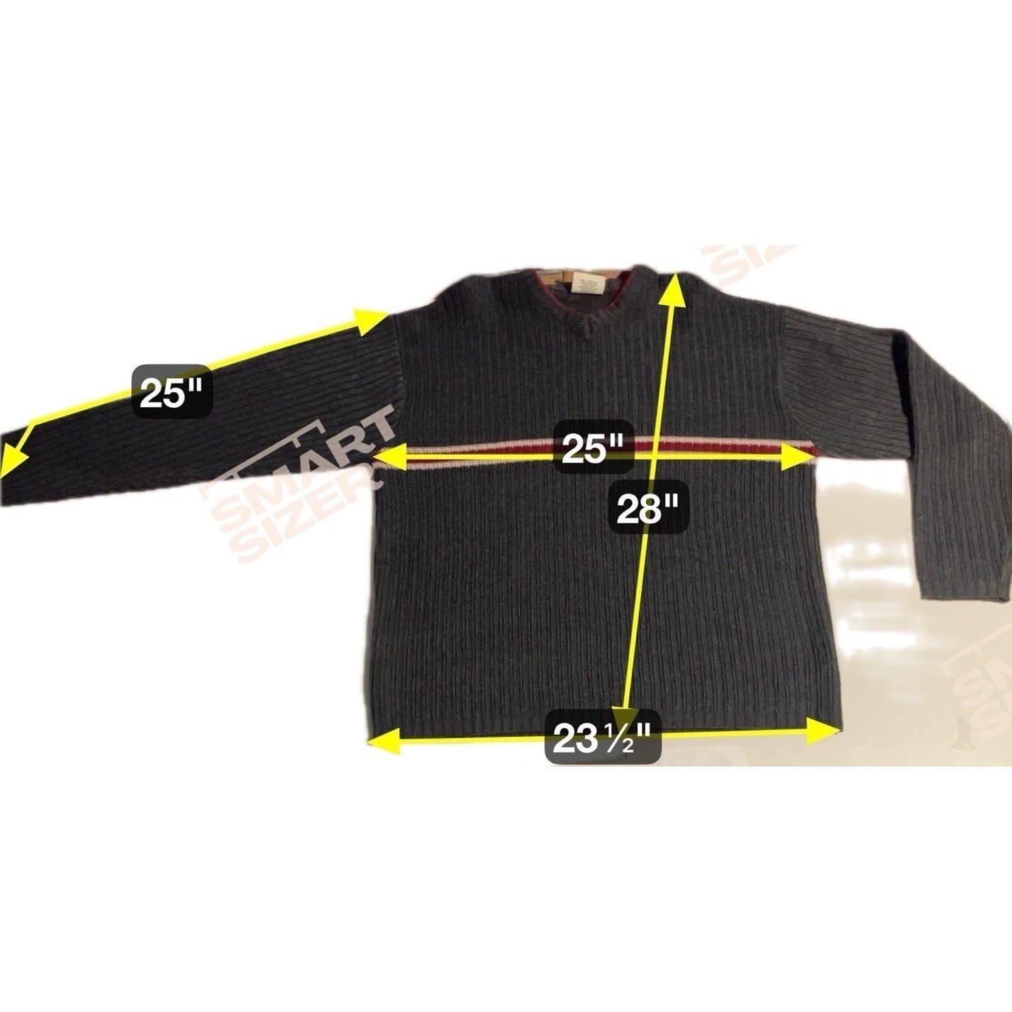 Adirondack Trading Company Charcoal Gray Stripd V-Neck Ribbed Sweater, Men's XL - Thumbnail 2