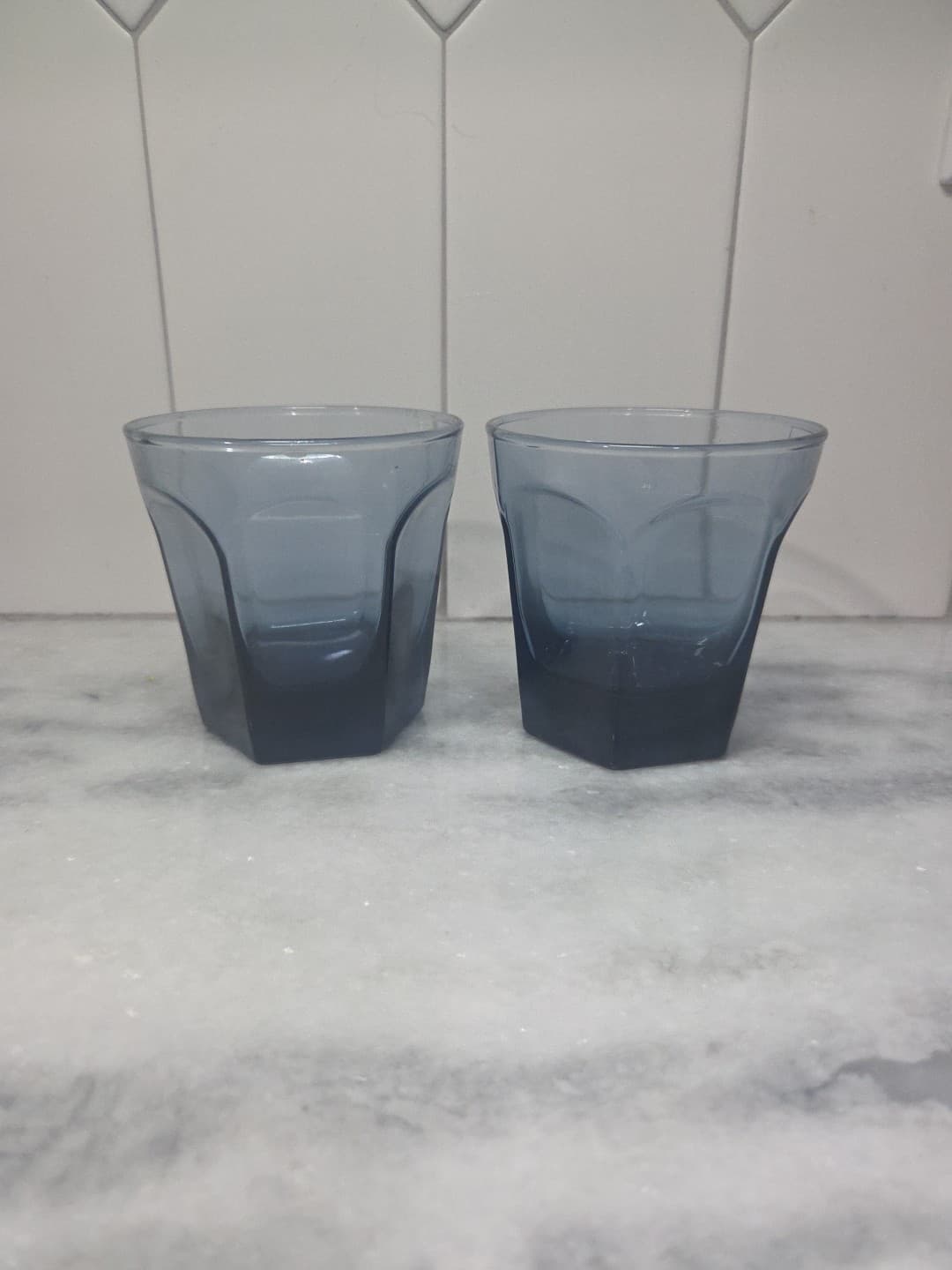 Anchor Hocking Courtney Dark Blue Rocks Glasses, Set of 2 Juice Glasses, Vintage - Thumbnail 2