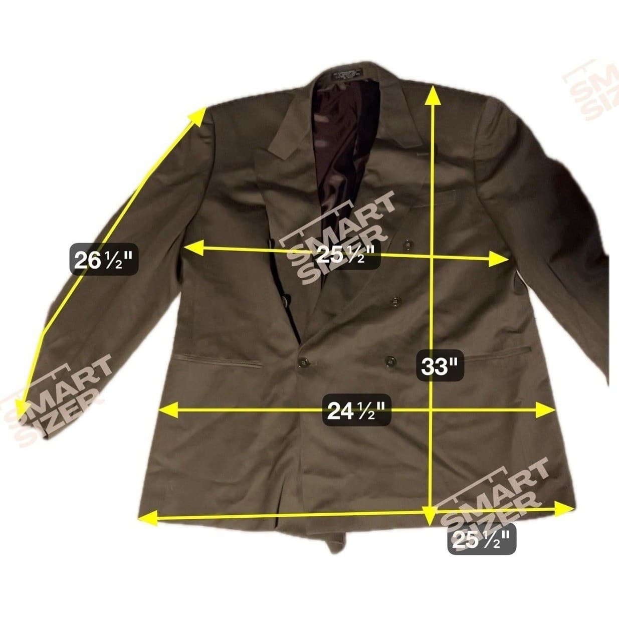 Jones New York Olive Green Double Breasted Wool Blend Blazer, Men's 46L Jacket - Thumbnail 2