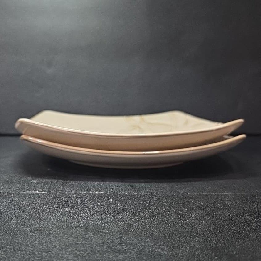 Florida Marketplace Bamboo Design Salad Plates, Set of 2, Vintage Stoneware - Thumbnail 8