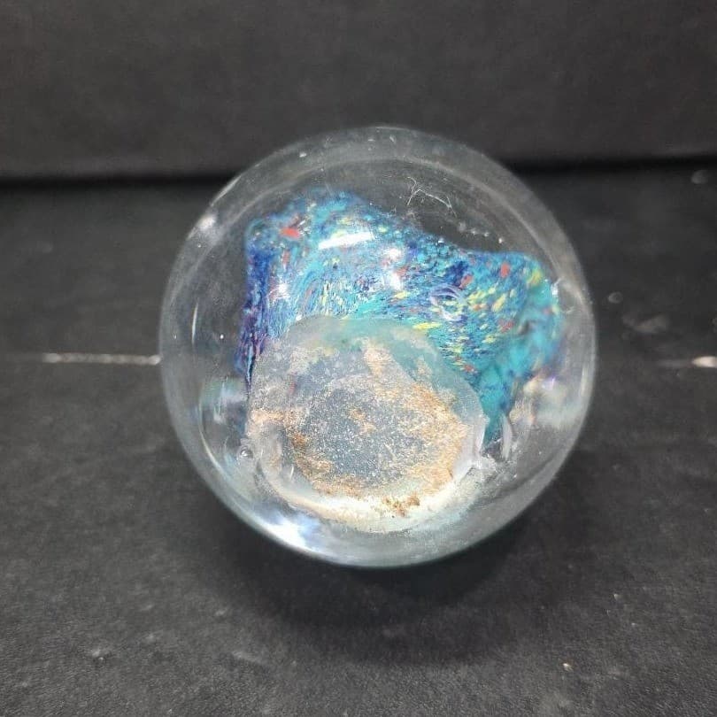 Murano Style Heavy Glass Paperweight, Nautical Seascape, Dolphin and Reef Design - Thumbnail 7