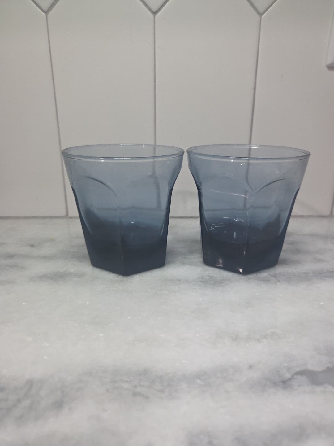 Anchor Hocking Courtney Dark Blue Rocks Glasses, Set of 2 Juice Glasses, Vintage - Thumbnail 3