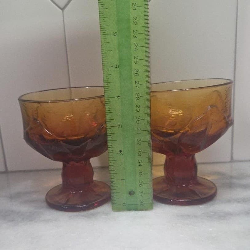 Tiffin Franciscan Cornsilk Amber Glass Sherbet Glasses, Set of 2, VTG Stemware - Thumbnail 9