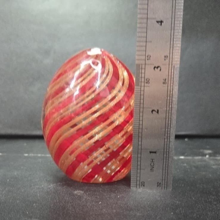 Red and Gold Aventurine Swirl Art Glass Paperweight Murano Ferro & Lazzarini? * - Thumbnail 8