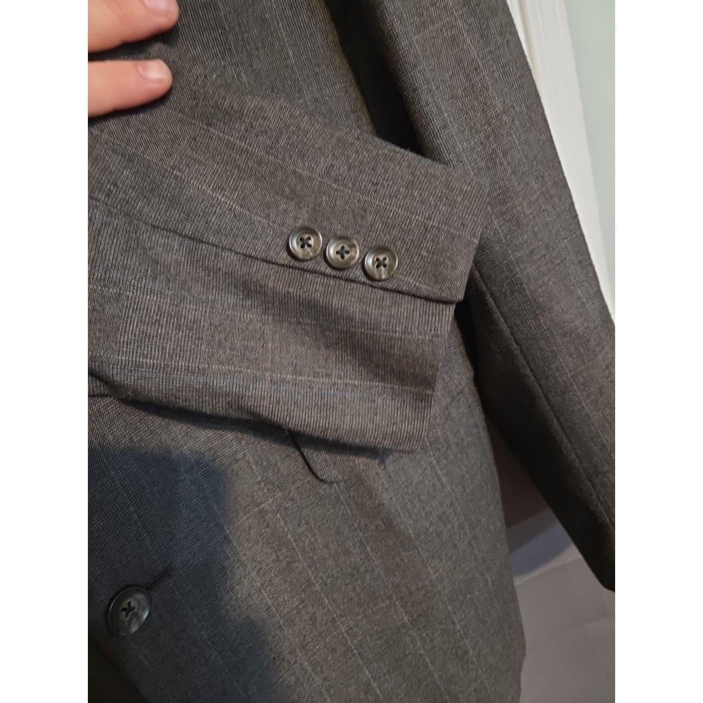 Kingsridge Grey Pinstripe Blazer, Men's 42E Two Button Suit Jacket, Made in USA - Thumbnail 8