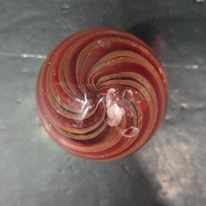 Red and Gold Aventurine Swirl Art Glass Paperweight Murano Ferro & Lazzarini? * - Thumbnail 6