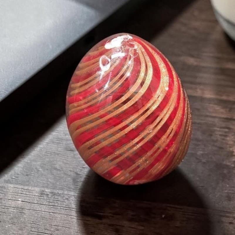 Red and Gold Aventurine Swirl Art Glass Paperweight Murano Ferro & Lazzarini? *
