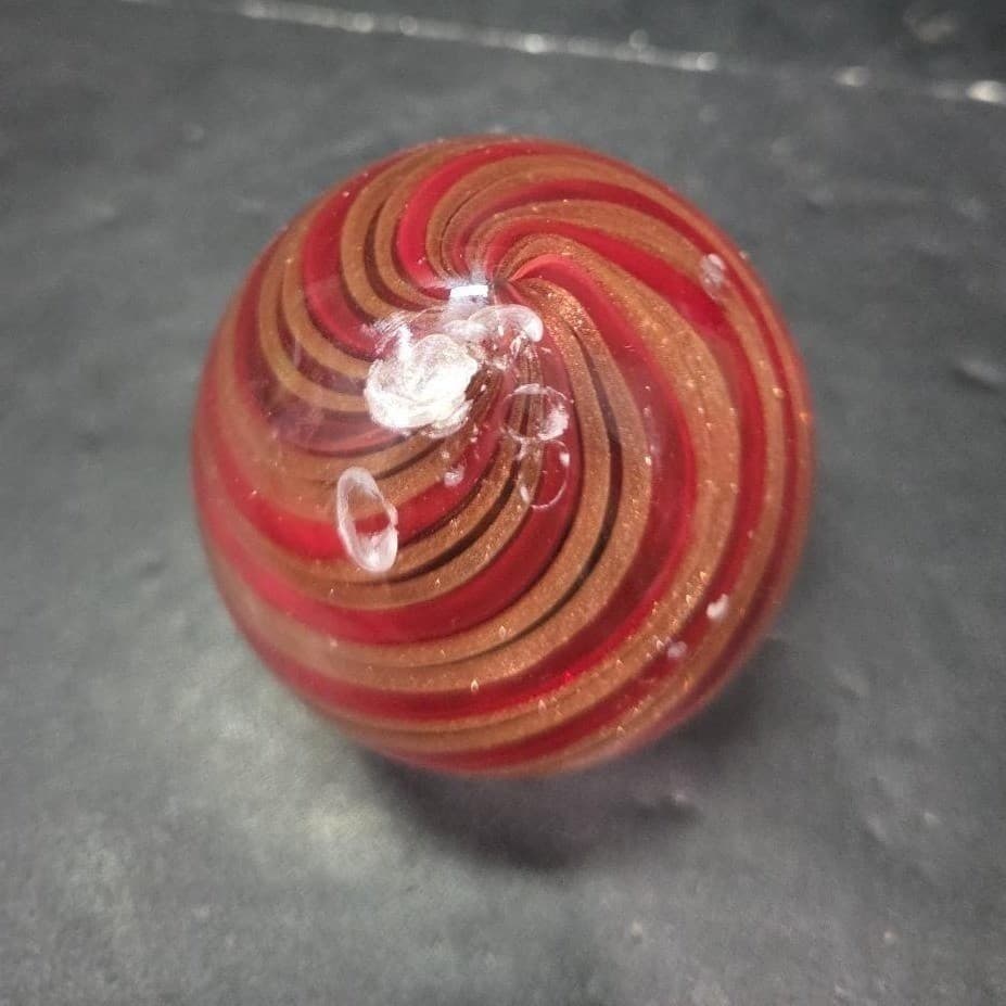 Red and Gold Aventurine Swirl Art Glass Paperweight Murano Ferro & Lazzarini? * - Thumbnail 10