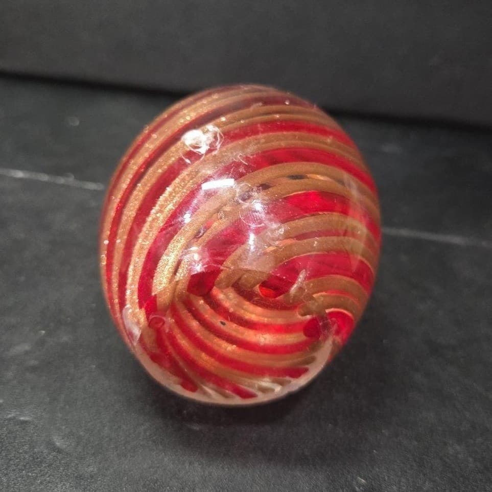 Red and Gold Aventurine Swirl Art Glass Paperweight Murano Ferro & Lazzarini? * - Thumbnail 11