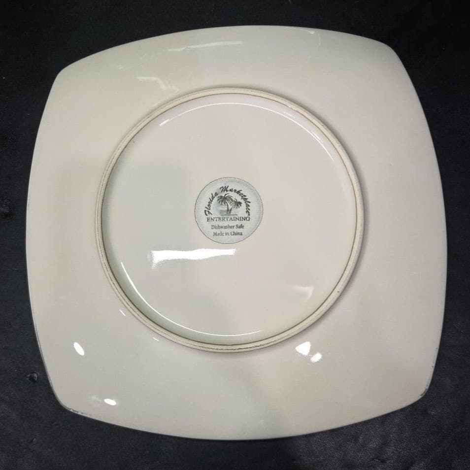 Florida Marketplace Bamboo Design Dinner Plate, Set of 2, Vintage Stoneware - Thumbnail 4