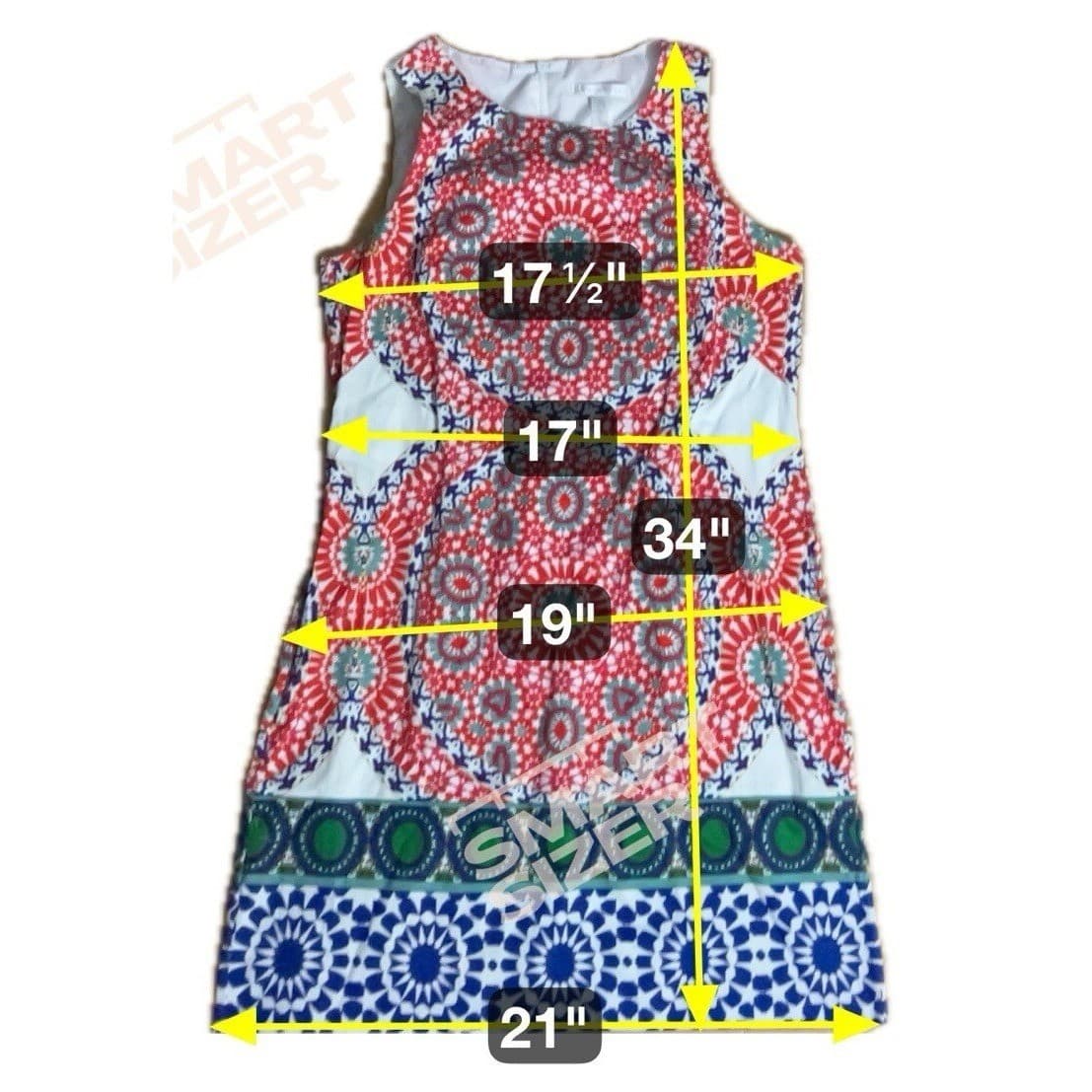 London Times Red Blue Kaleidoscope Medallion Sheath Dress, Woman's Size 8 - Thumbnail 2
