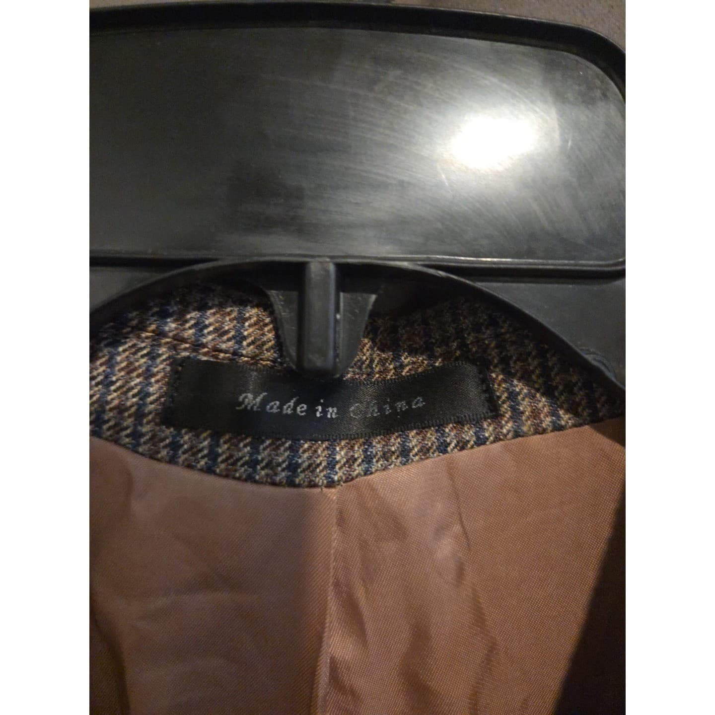 Chaps Silk Wool Blend Houndstooth Brown Tan Sport Coat, Men's 44L Blazer 2GX0277 - Thumbnail 9