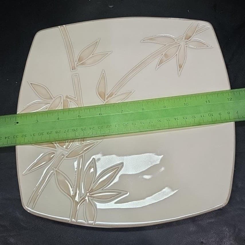 Florida Marketplace Bamboo Design Dinner Plate, Set of 2, Vintage Stoneware - Thumbnail 5