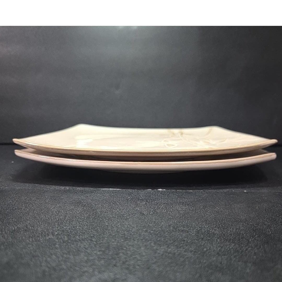 Florida Marketplace Bamboo Design Dinner Plate, Set of 2, Vintage Stoneware - Thumbnail 7