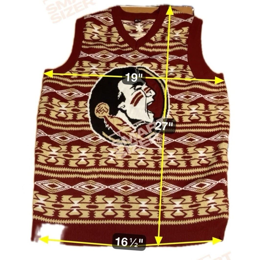 Florida State Seminoles FSU Knit Sweater Vest, Garnet Gold Tribal Pattern, Small - Thumbnail 2