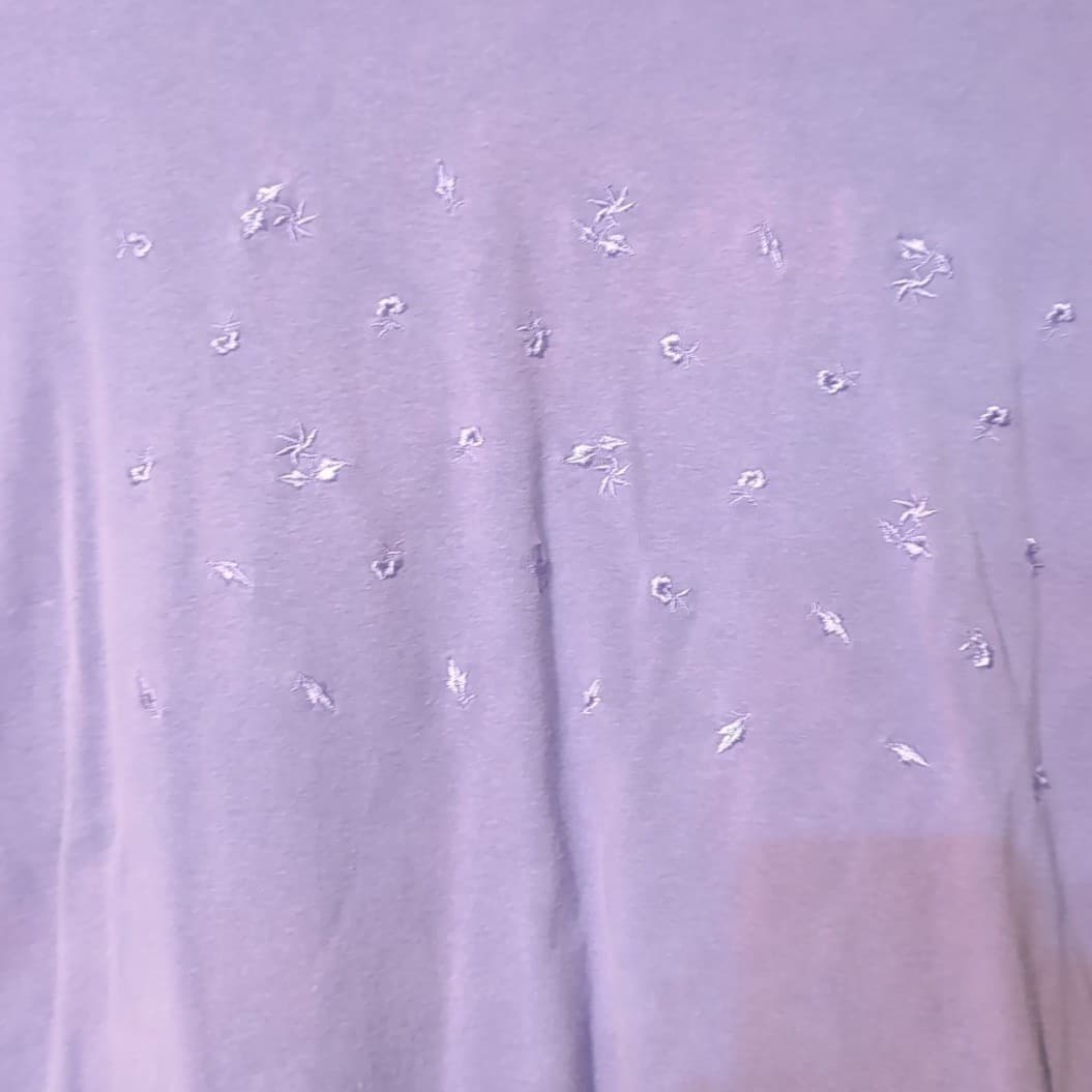 Kathy Ireland Lavender Purple Tee, Embroidered Floral Cotton T-Shirt, Women's XL - Thumbnail 6