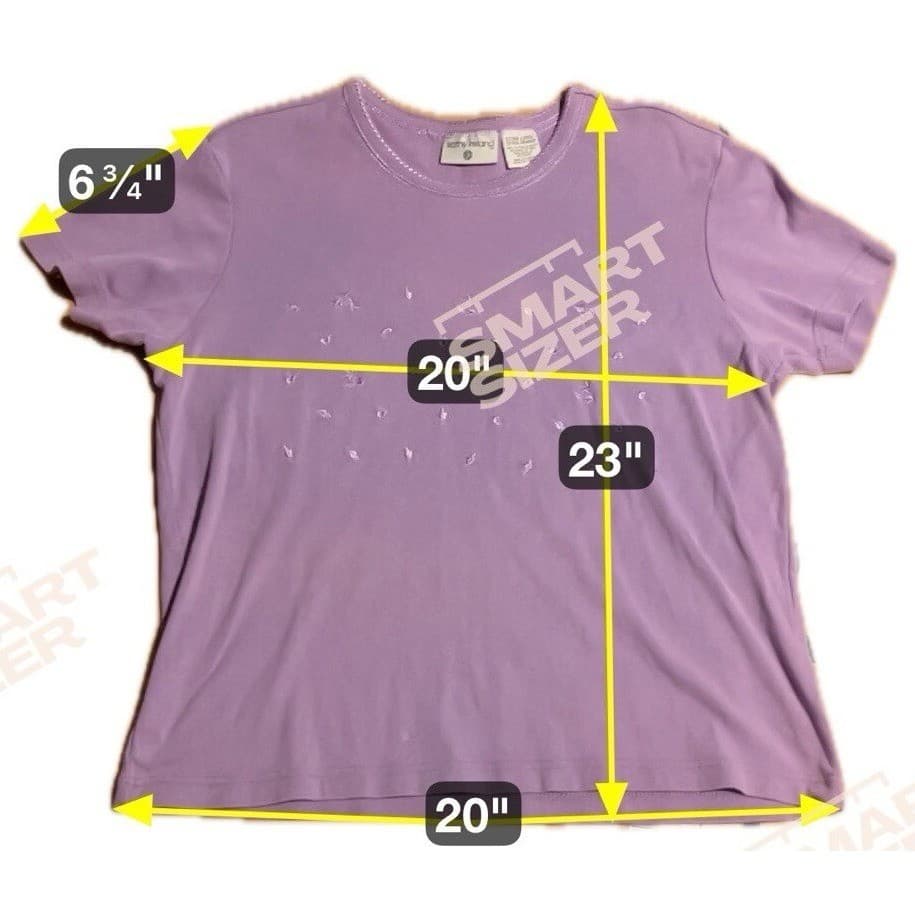 Kathy Ireland Lavender Purple Tee, Embroidered Floral Cotton T-Shirt, Women's XL - Thumbnail 2