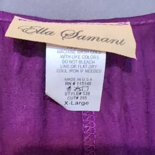 Ella Samani Purple Banded Hem Blouse 3/4 Sleeve Scoop Neck Top, Women's XL USA - Thumbnail 5