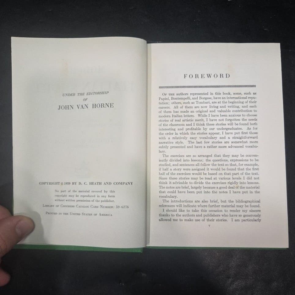 Modern Italian Short Stories Thomas G Bergin 1959 Hardcover DC Heath Green - Thumbnail 5