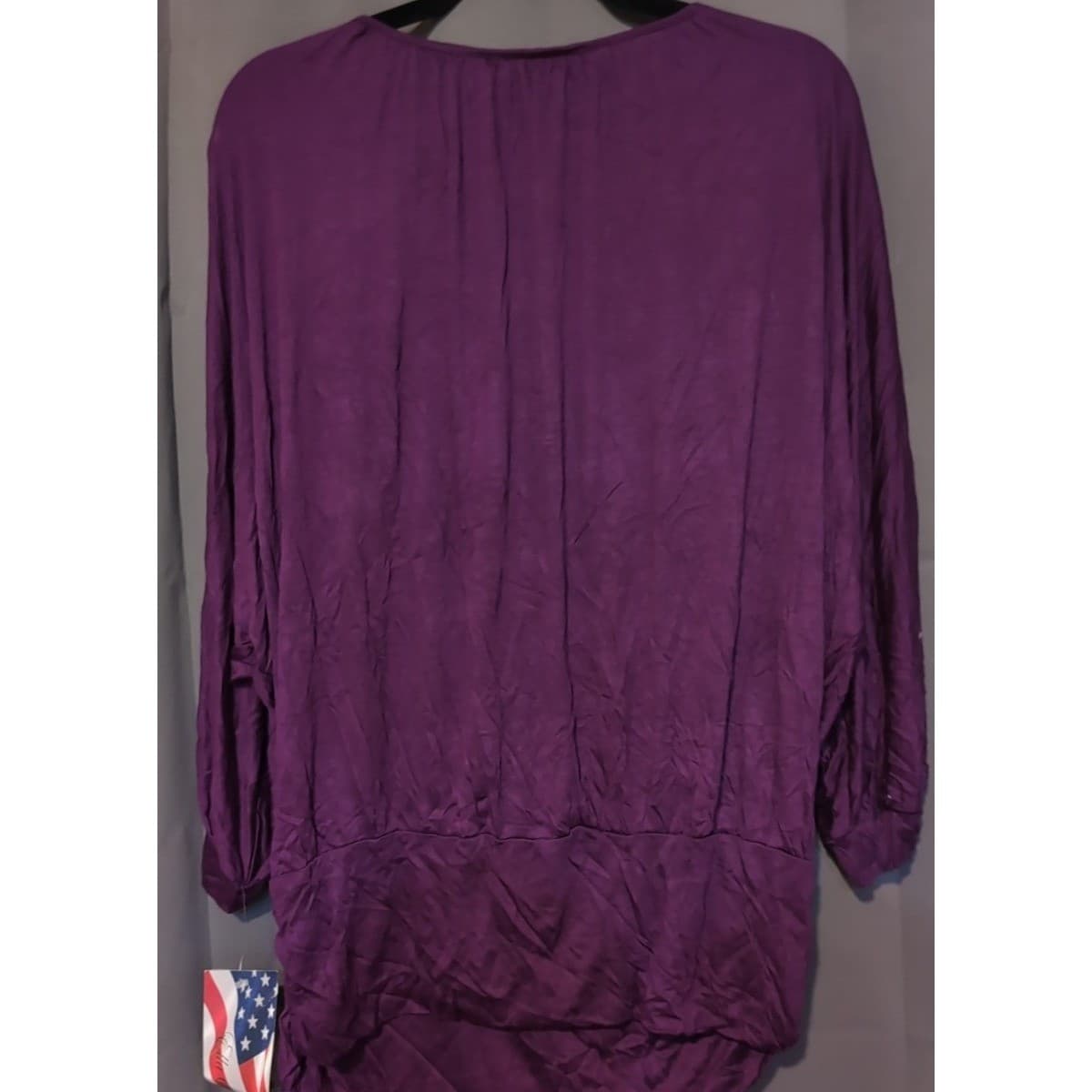 Ella Samani Purple Banded Hem Blouse 3/4 Sleeve Scoop Neck Top, Women's XL USA - Thumbnail 4