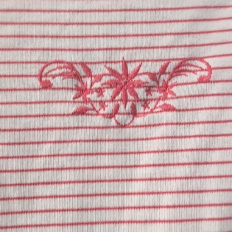 American Weekend Vintage Pink Striped Embroidered Floral T-Shirt, Women's Large - Thumbnail 7