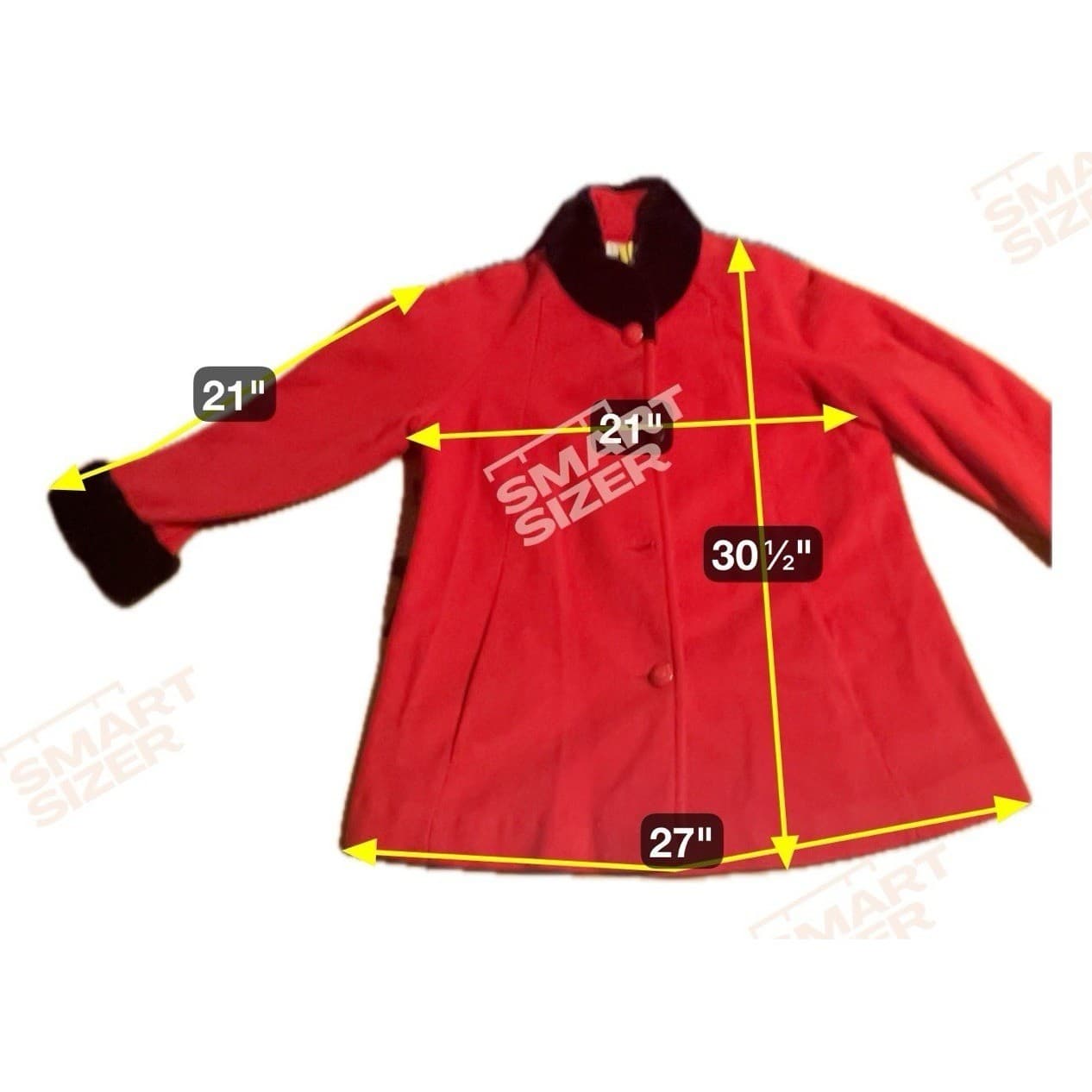 Leslie Fay Vintage Red Wool Coat Faux Fur Collar Cuffs, Woman's Medium, USA Made - Thumbnail 2
