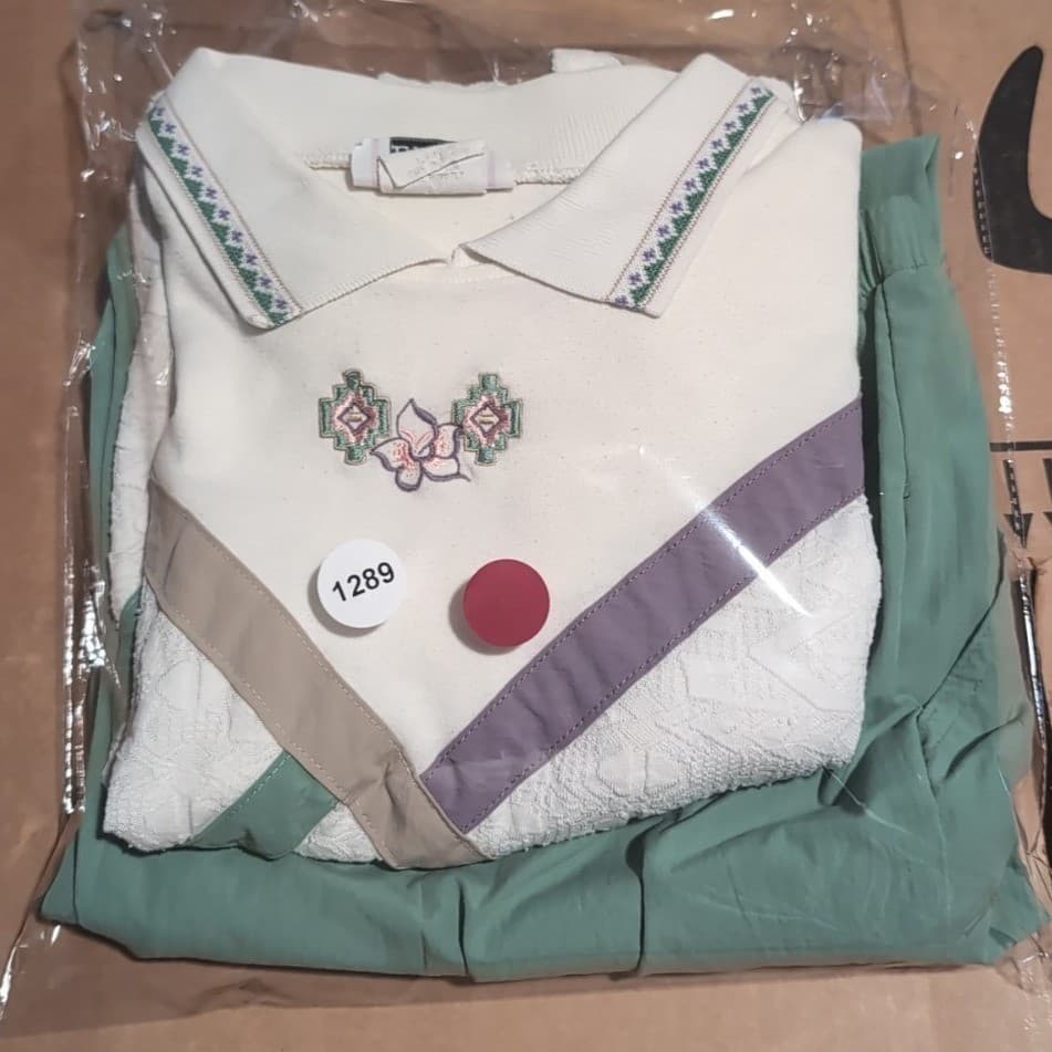 Cricket Lane Vtg 2 Piece Set, Sage Green Pants & Floral Polo Top, Women's Large - Thumbnail 12