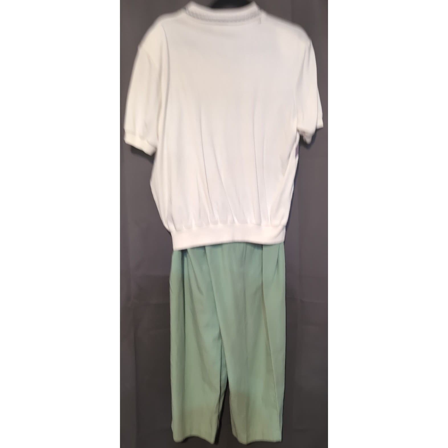 Cricket Lane Vtg 2 Piece Set, Sage Green Pants & Floral Polo Top, Women's Large - Thumbnail 5
