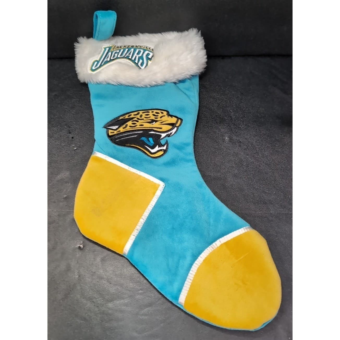 Jacksonville Jaguars NFL Teal Christmas Stocking, Faux Fur Forever Collectible - Thumbnail 2