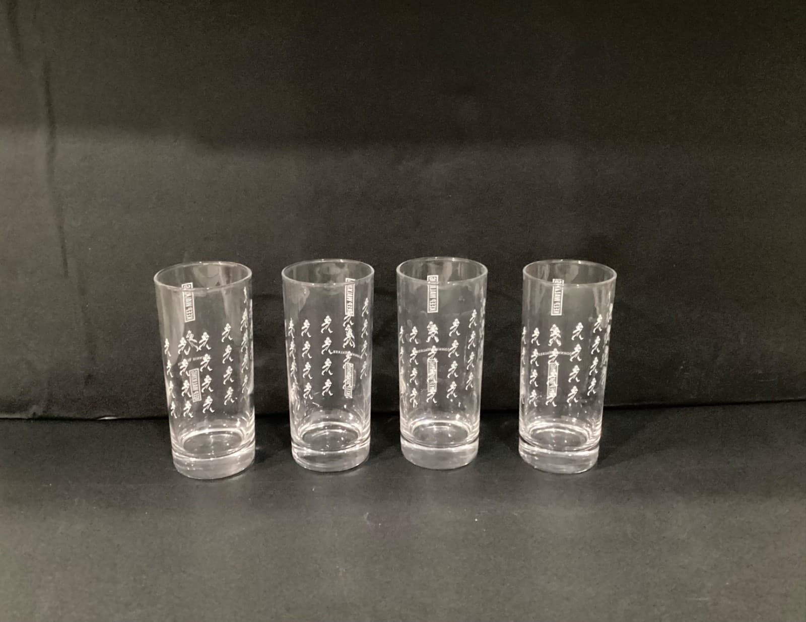Johnnie Walker Glass Keep Walking Highball Glasses White Logo Set of 4