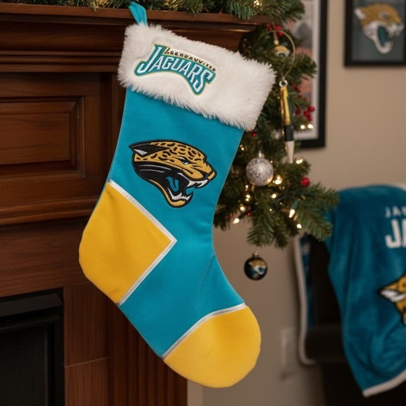 Jacksonville Jaguars NFL Teal Christmas Stocking, Faux Fur Forever Collectible