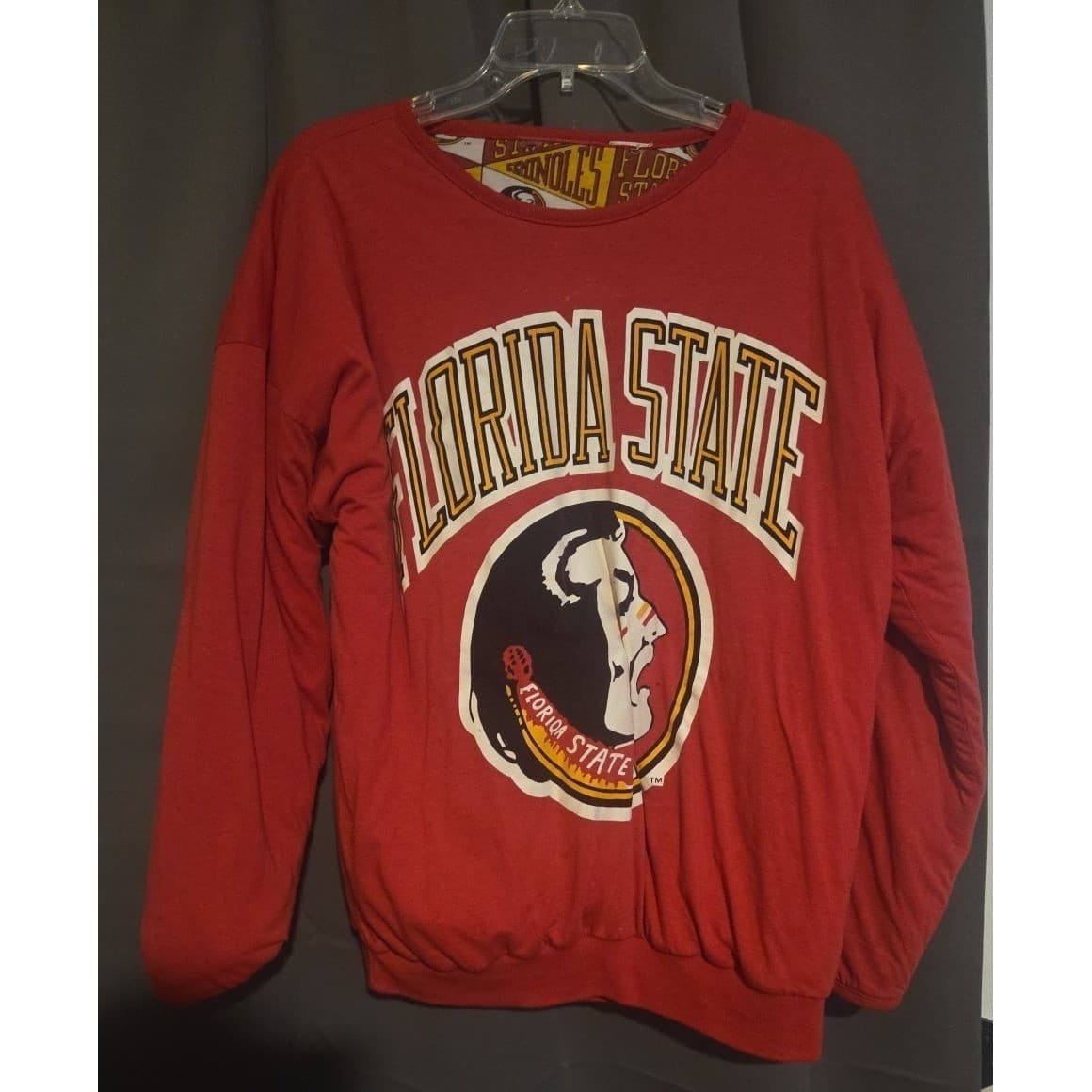 Florida State Seminoles Reversible Sweatshirt, Vintage Red All Over Print FSU - Thumbnail 6