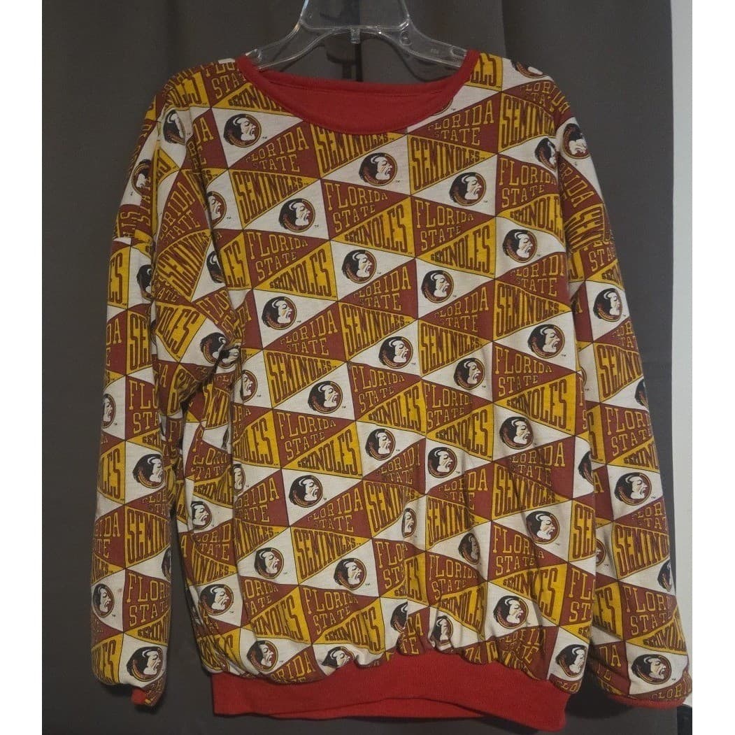 Florida State Seminoles Reversible Sweatshirt, Vintage Red All Over Print FSU - Thumbnail 5