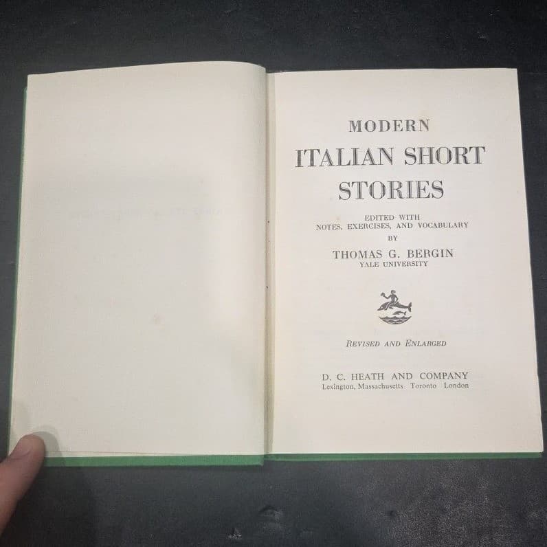 Modern Italian Short Stories Thomas G Bergin 1959 Hardcover DC Heath Green - Thumbnail 4