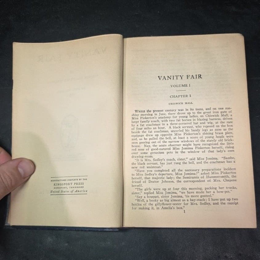 Vanity Fair Vol 1 William Makepeace Thackeray JH Sears Antique Blue Hardcover - Thumbnail 5