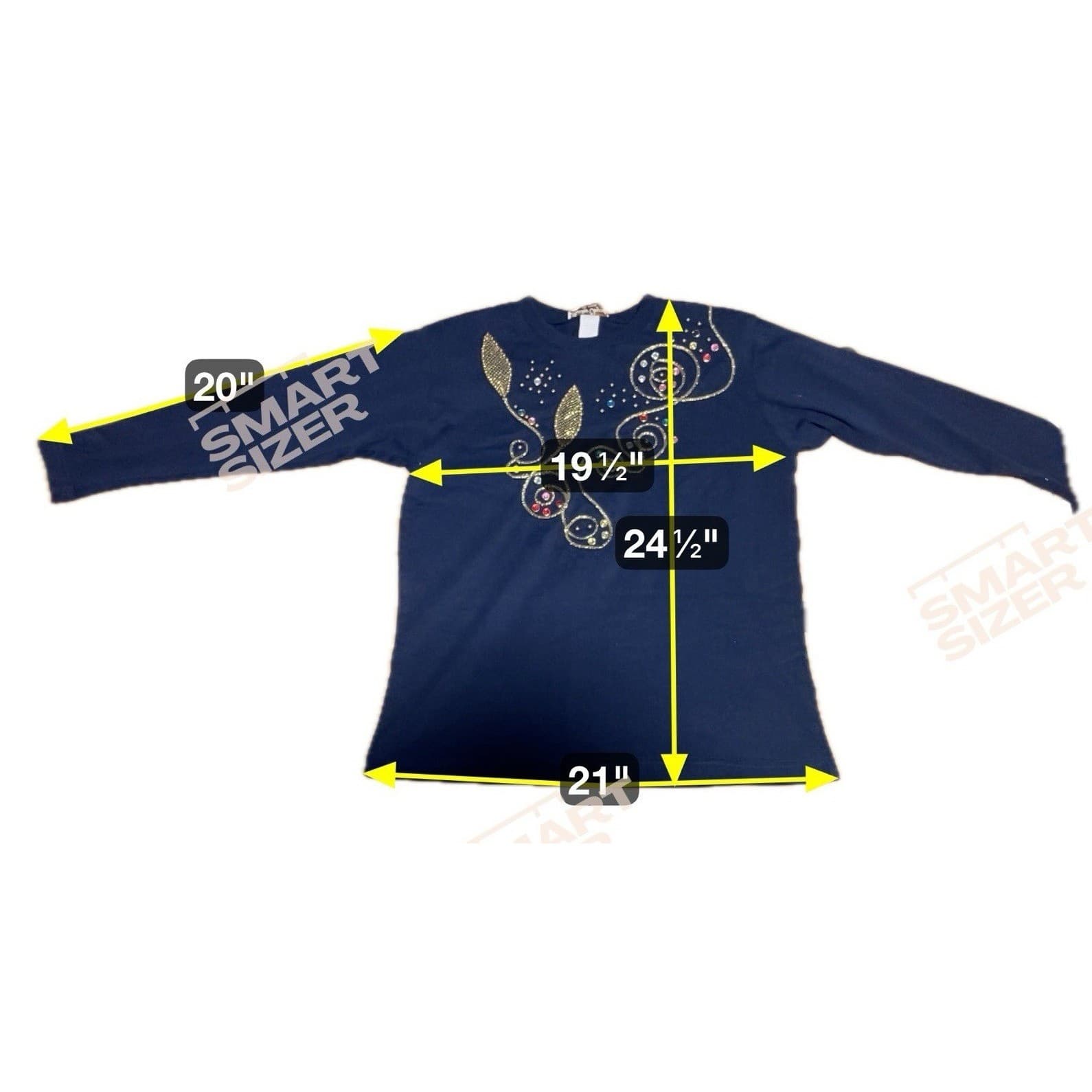 Barclay Originals of Miami Navy Blue Embellished Long Sleeve Top, Woman's Small - Thumbnail 2