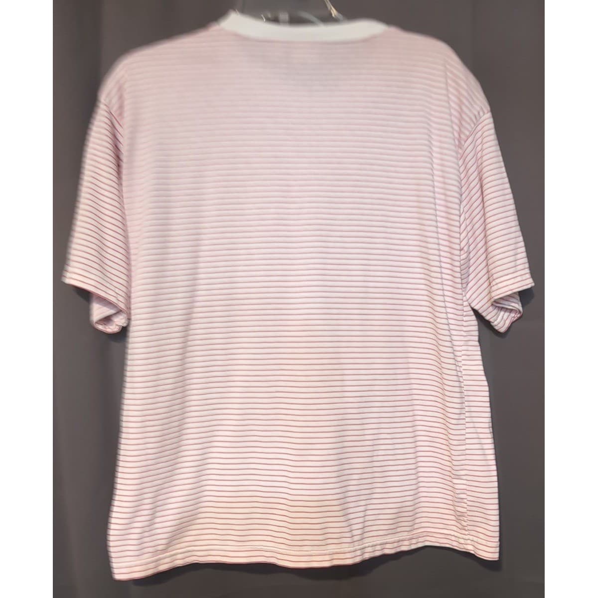 American Weekend Vintage Pink Striped Embroidered Floral T-Shirt, Women's Large - Thumbnail 4